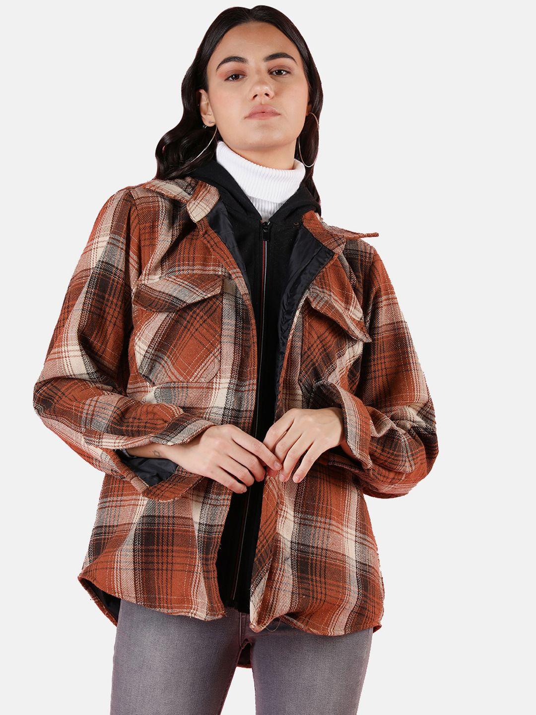 dlanxa women checked water resistant longline outdoor tailored jacket