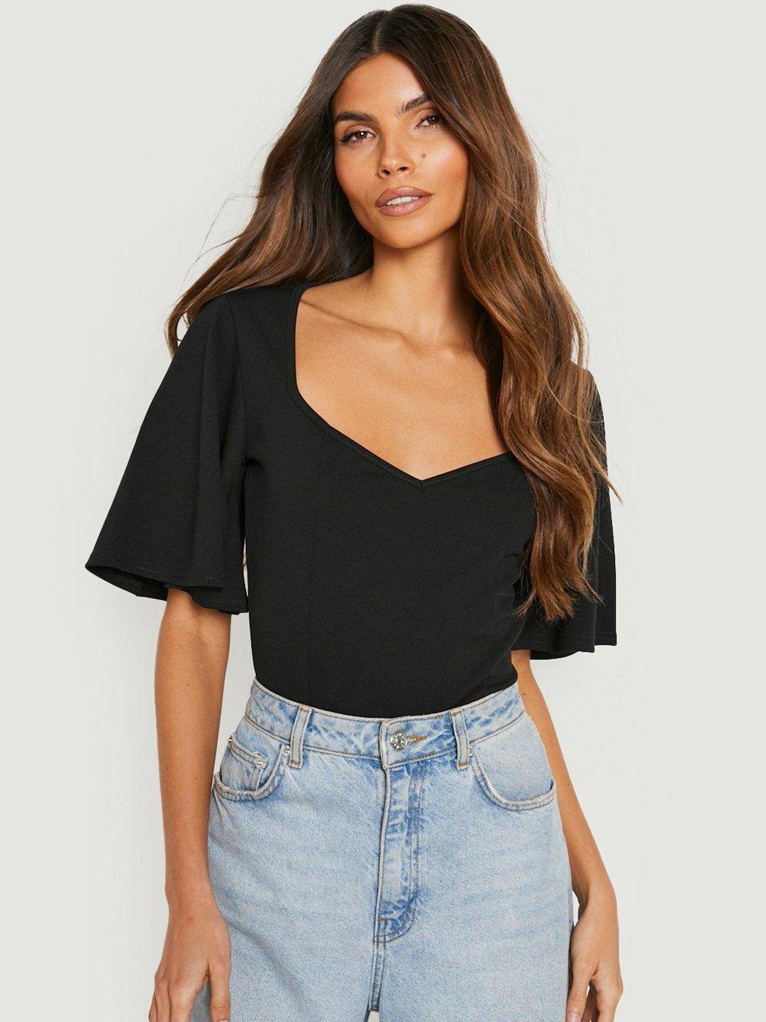 boohoo solid sweetheart neck bodysuit