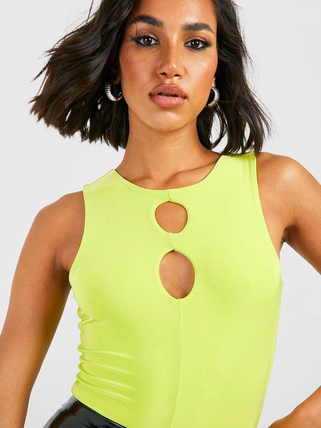 boohoo solid cut-out detail bodysuit