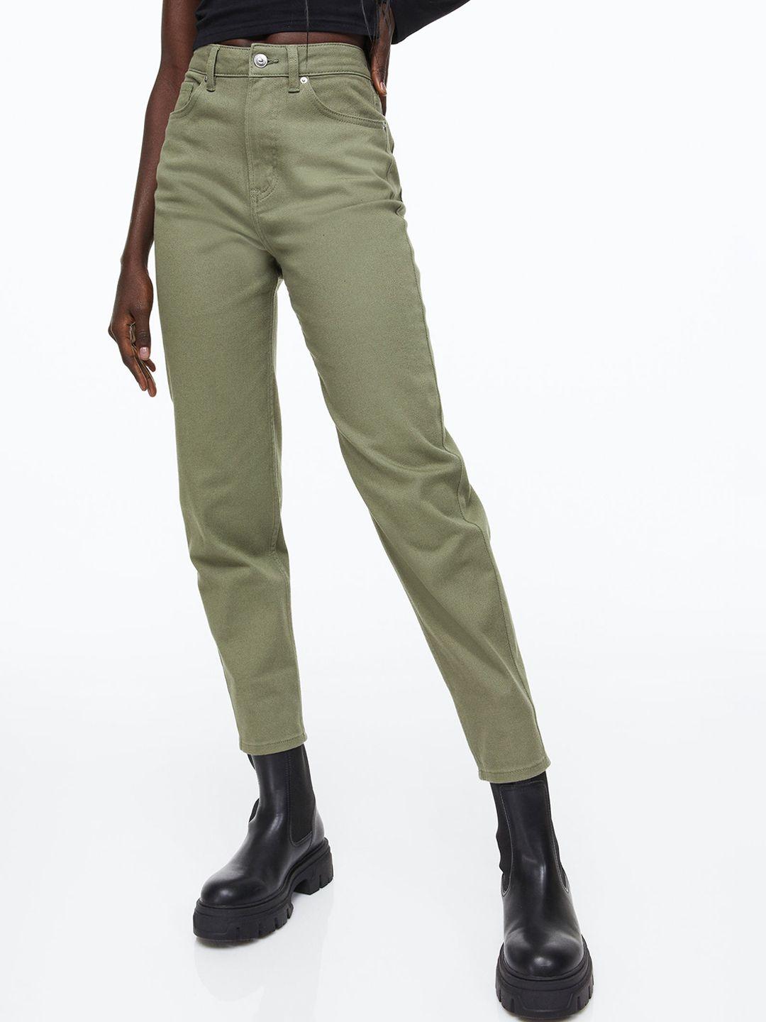 h&m women mom loose fit twill trousers