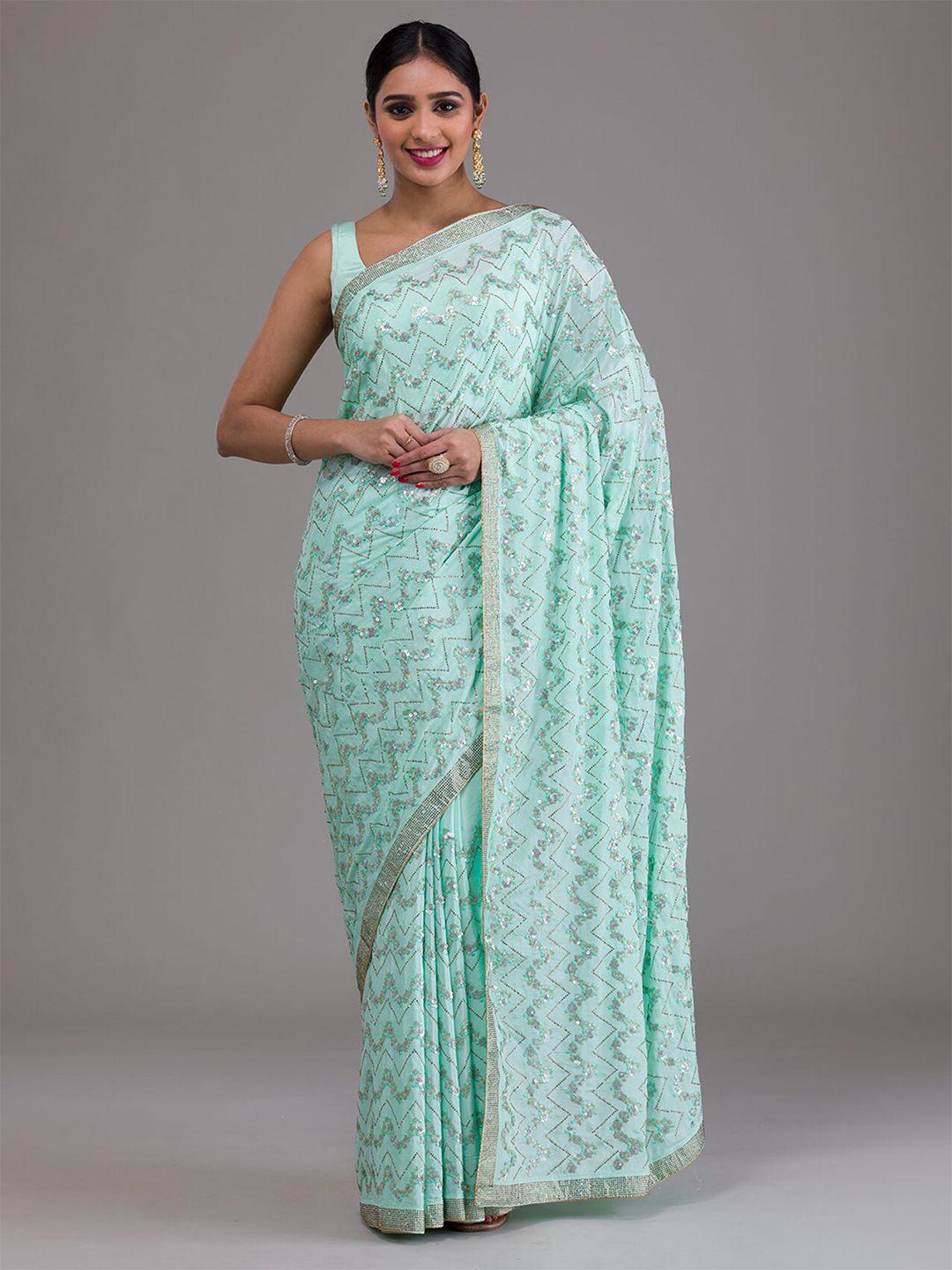 koskii embellished sequinned saree