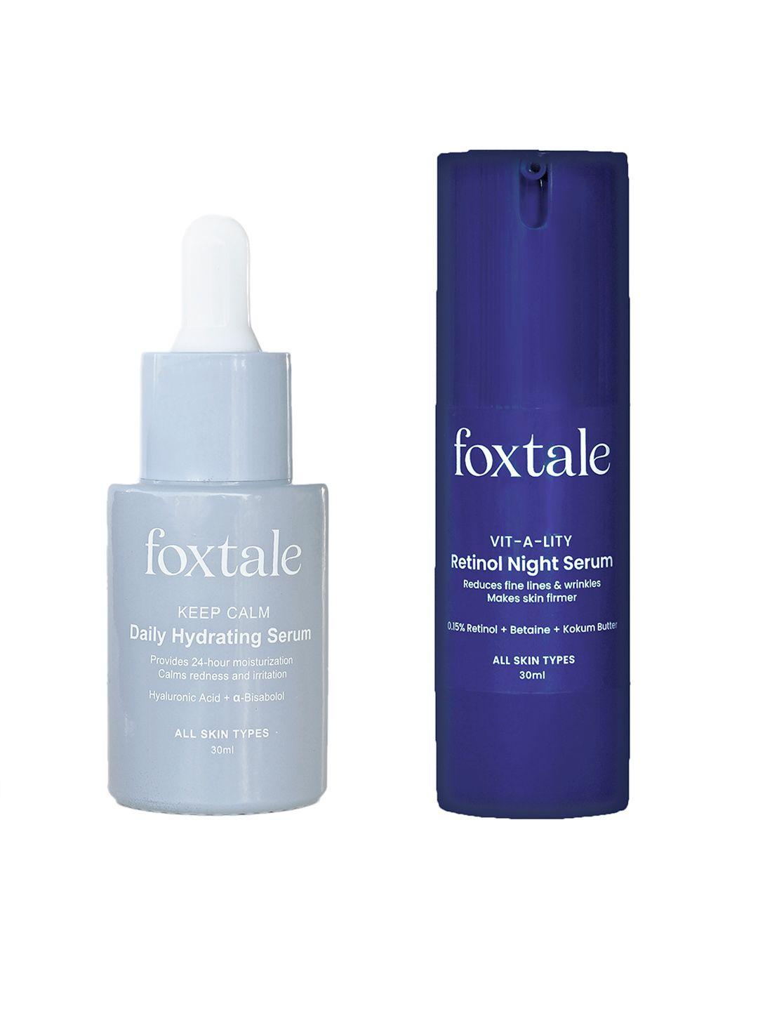 foxtale set of keep calm daily hydrating serum + vit a lity retinol night serum 30 ml each