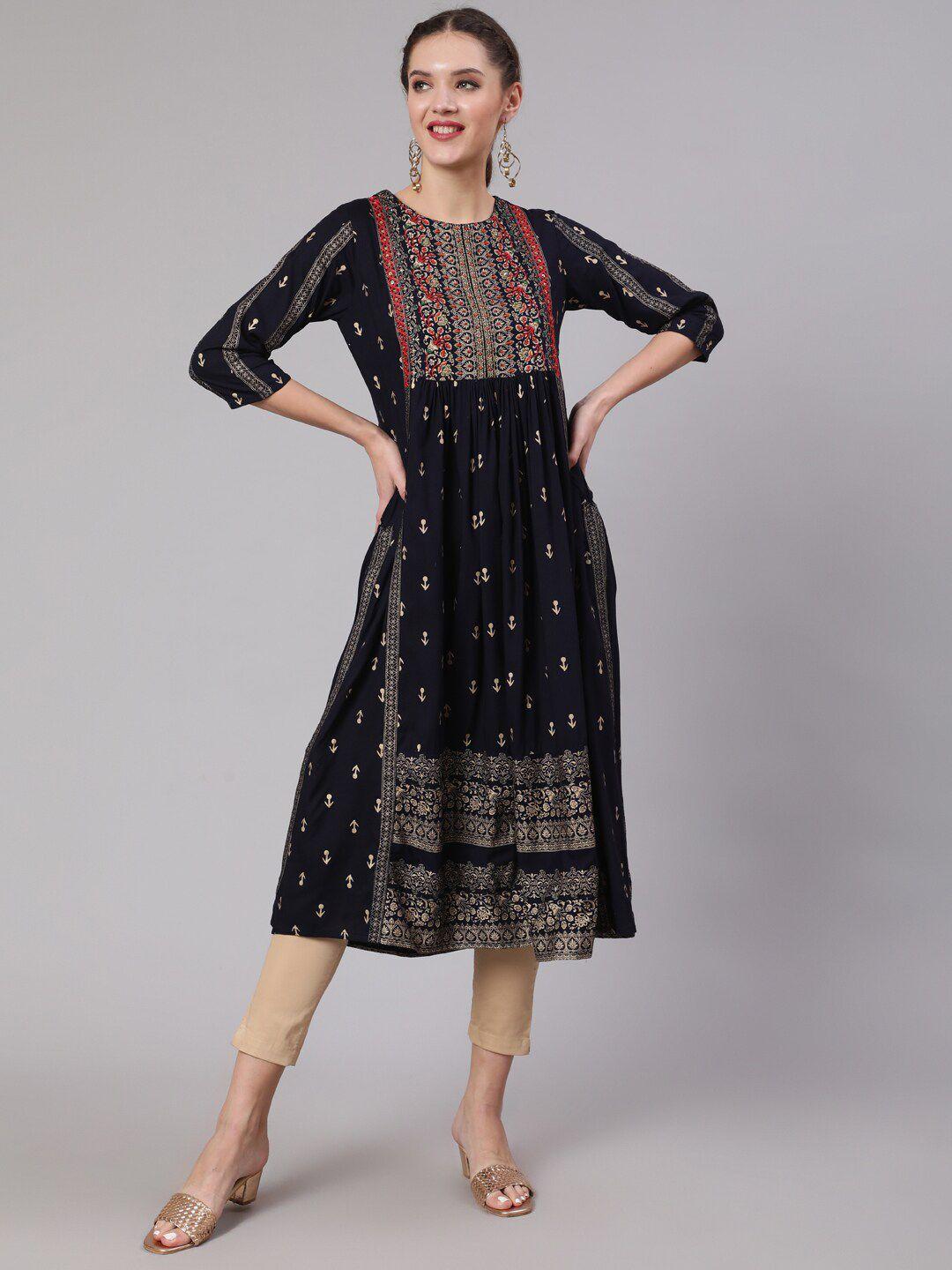 nehamta women ethnic motifs printed anarkali kurta