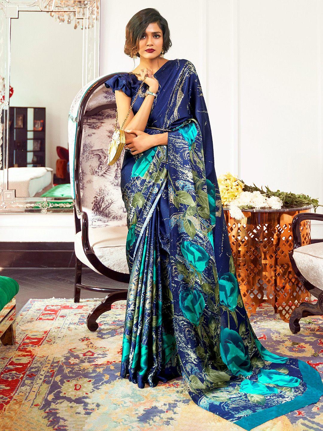 anouk floral pure crepe saree