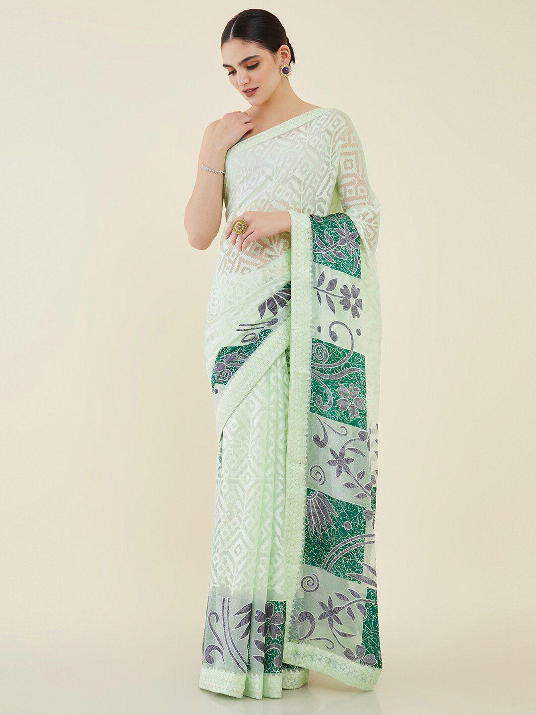 soch ethnic motifs printed georgette saree