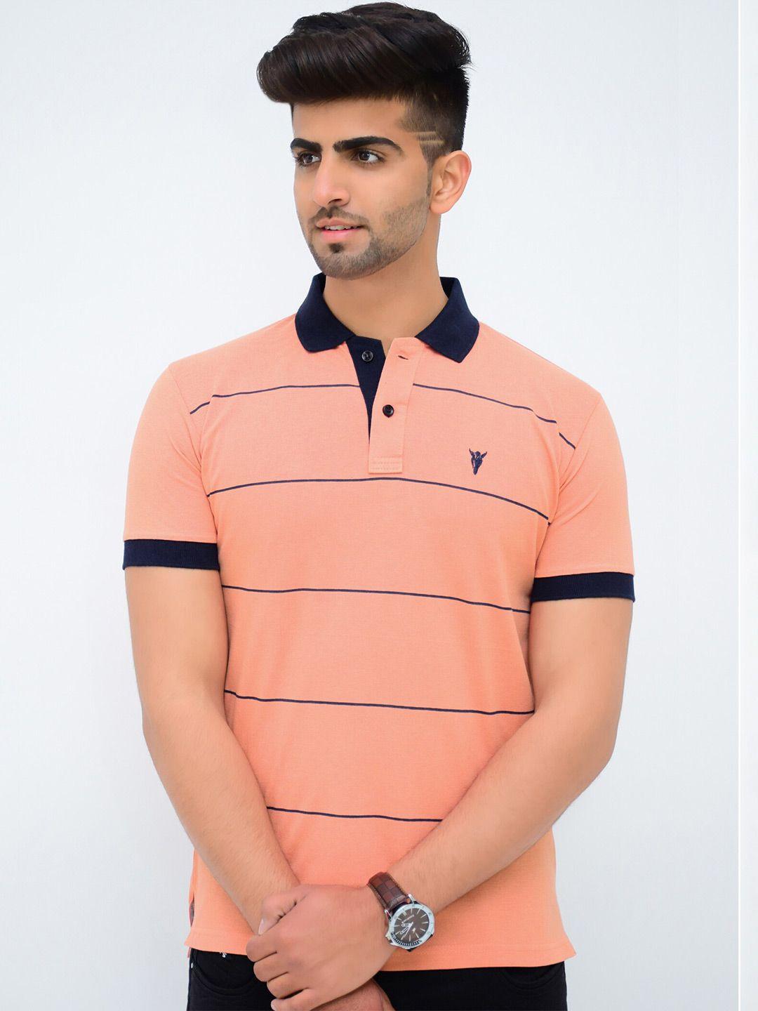 3bros men striped polo collar t-shirt