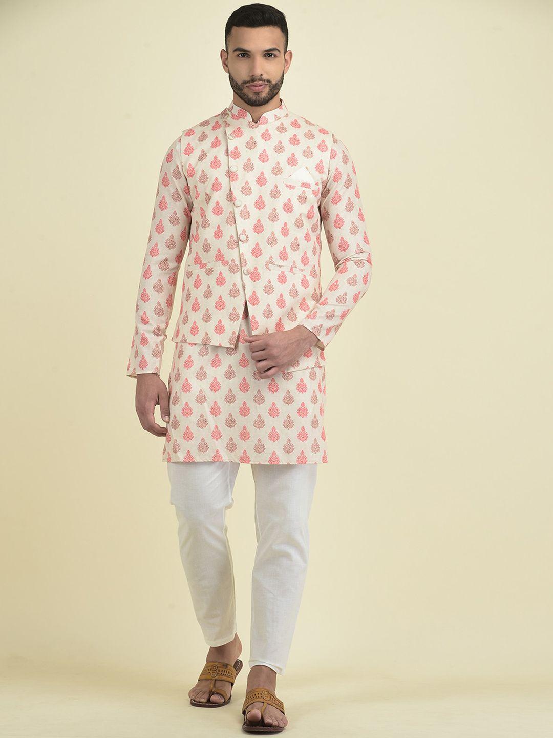 deyann men ethnic motifs printed kurta with pyjamas