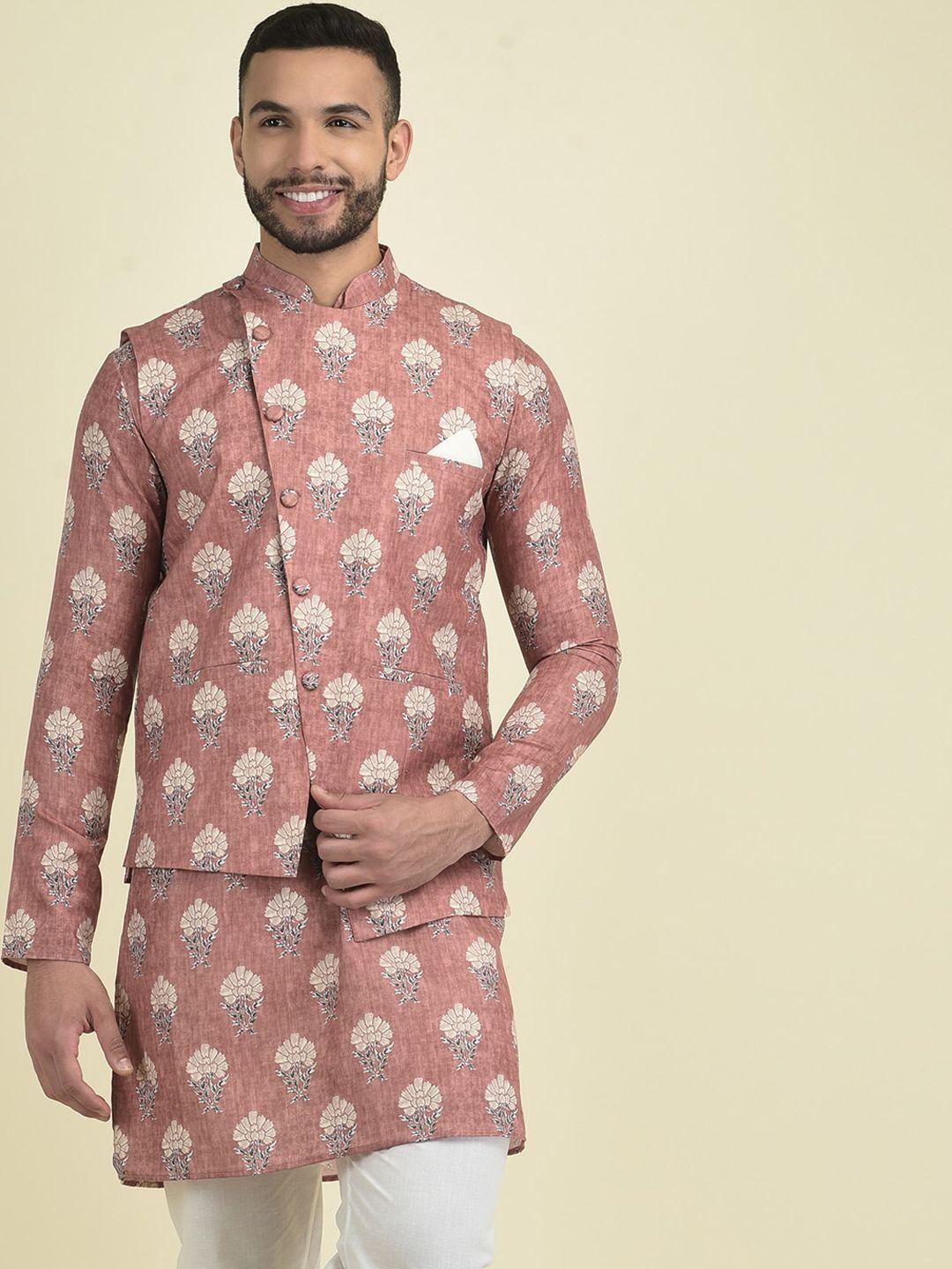 deyann men ethnic motifs printed kurta with pyjamas