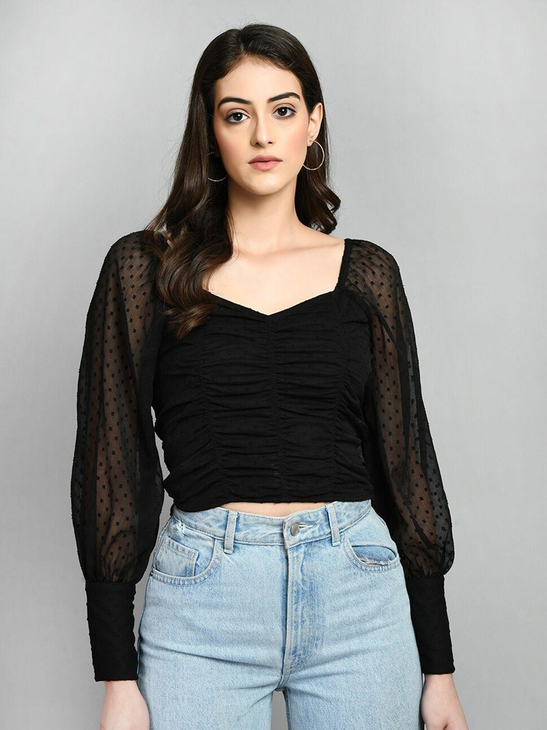 pretty loving thing sweetheart neck chiffon crop top