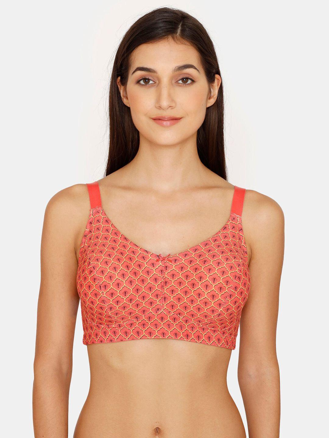 zivame non-wired half coverage non padded printed everyday bra