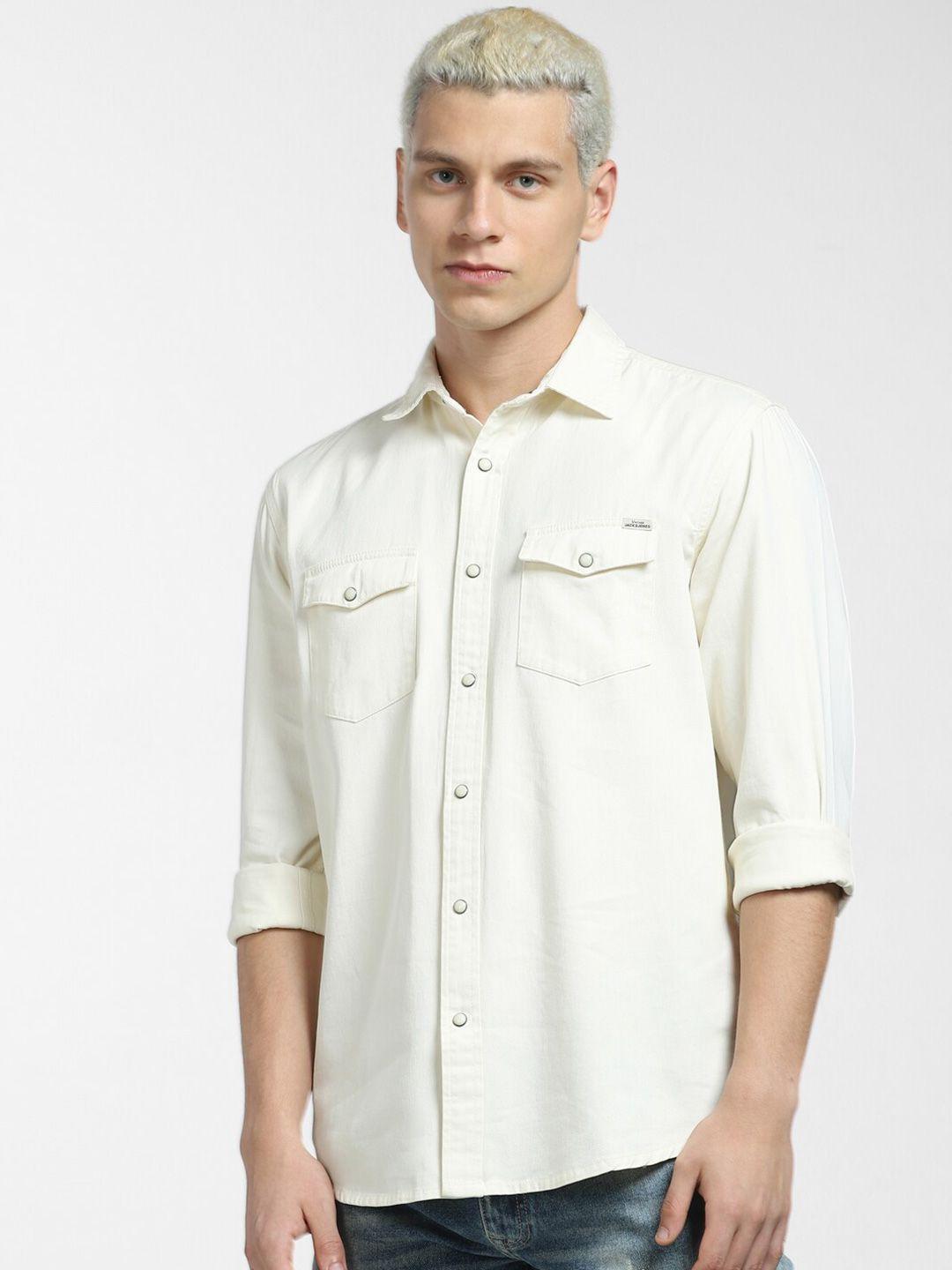 jack & jones men solid casual cotton shirt