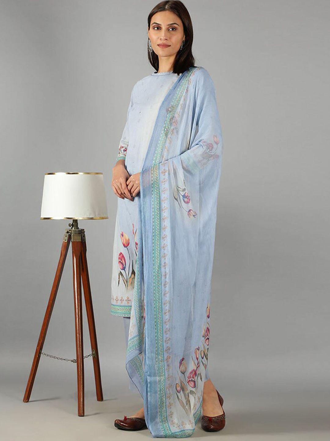 barara ethnic women floral printed pure cotton kurta with trousers & with dupatta