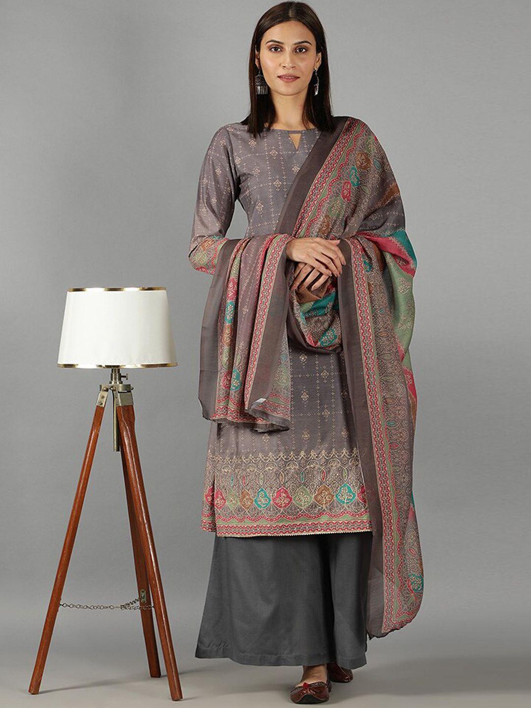 barara ethnic ethnic motifs printed pure cotton kurta with palazzos & dupatta