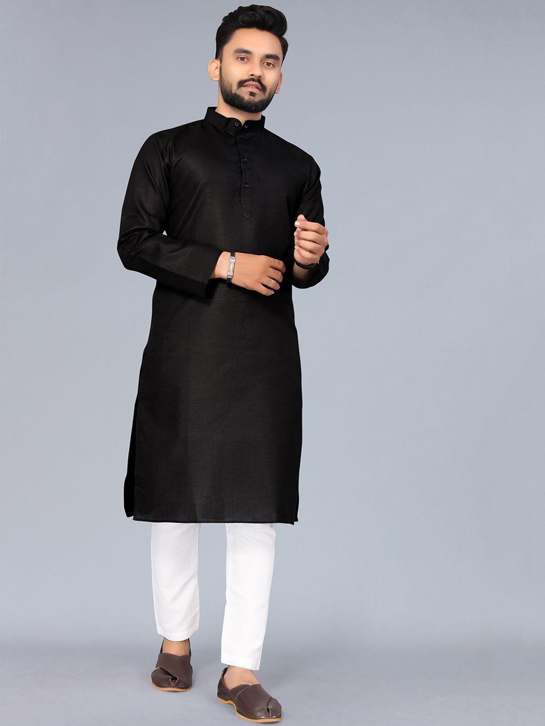 nimayaa men black kurta with pyjamas