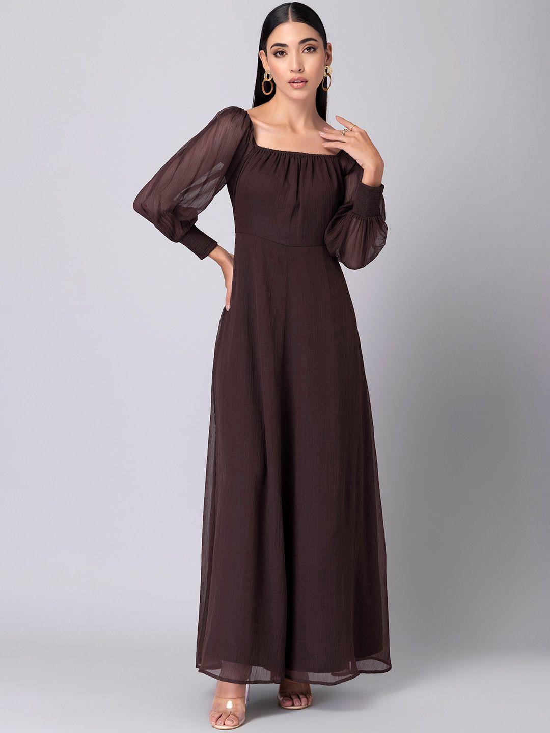 faballey square neck maxi fit & flare dress