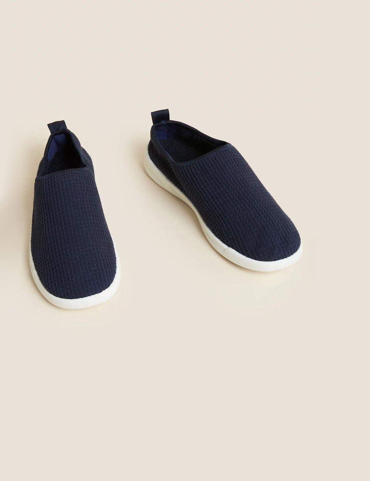 marks & spencer men woven design slip-on sneakers