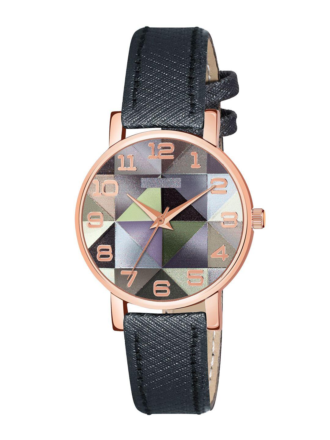 cero women brass printed dial & straps analogue watch- ab59