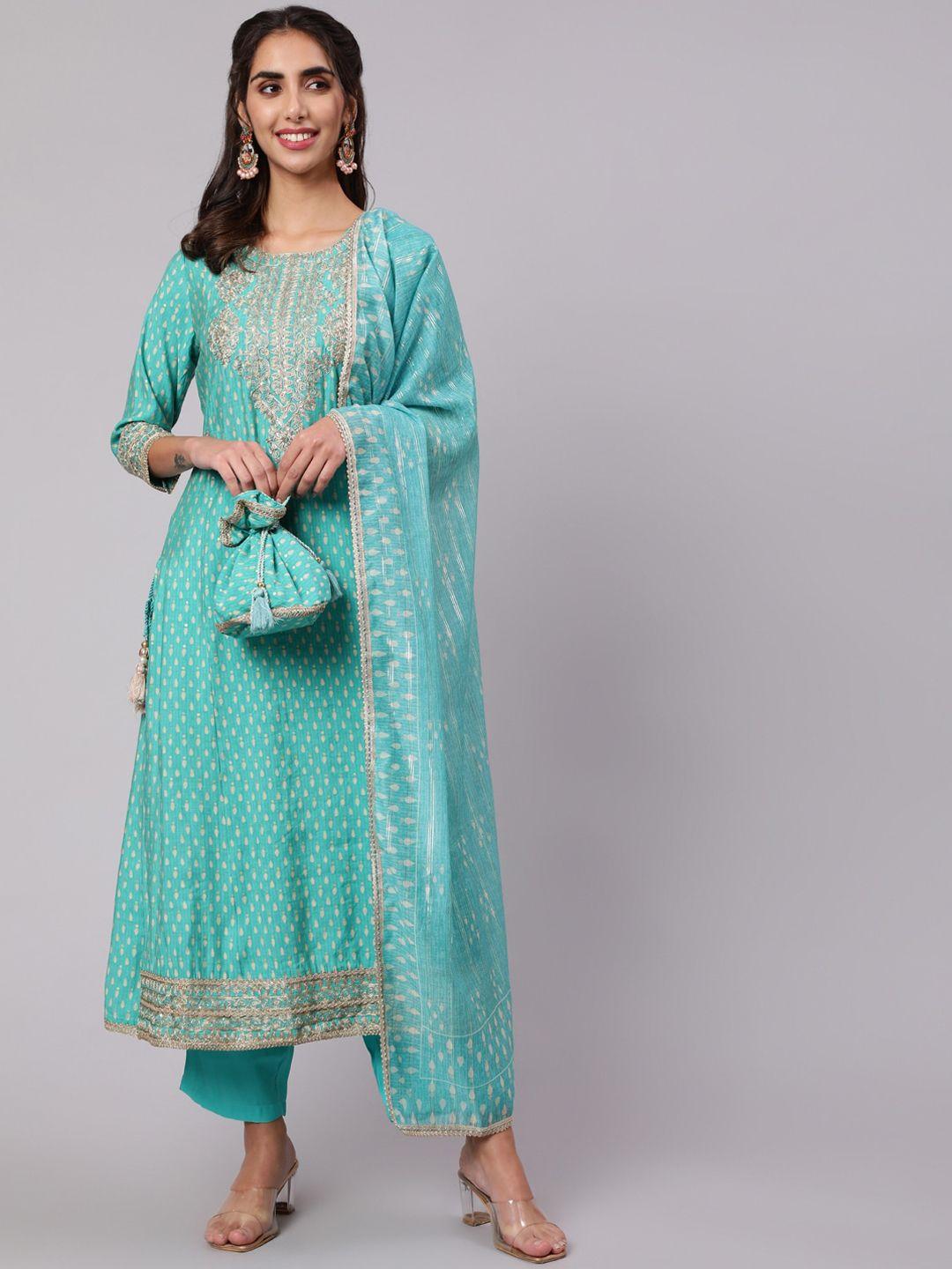 nehamta women ethnic motifs printed kurta with trousers & dupatta