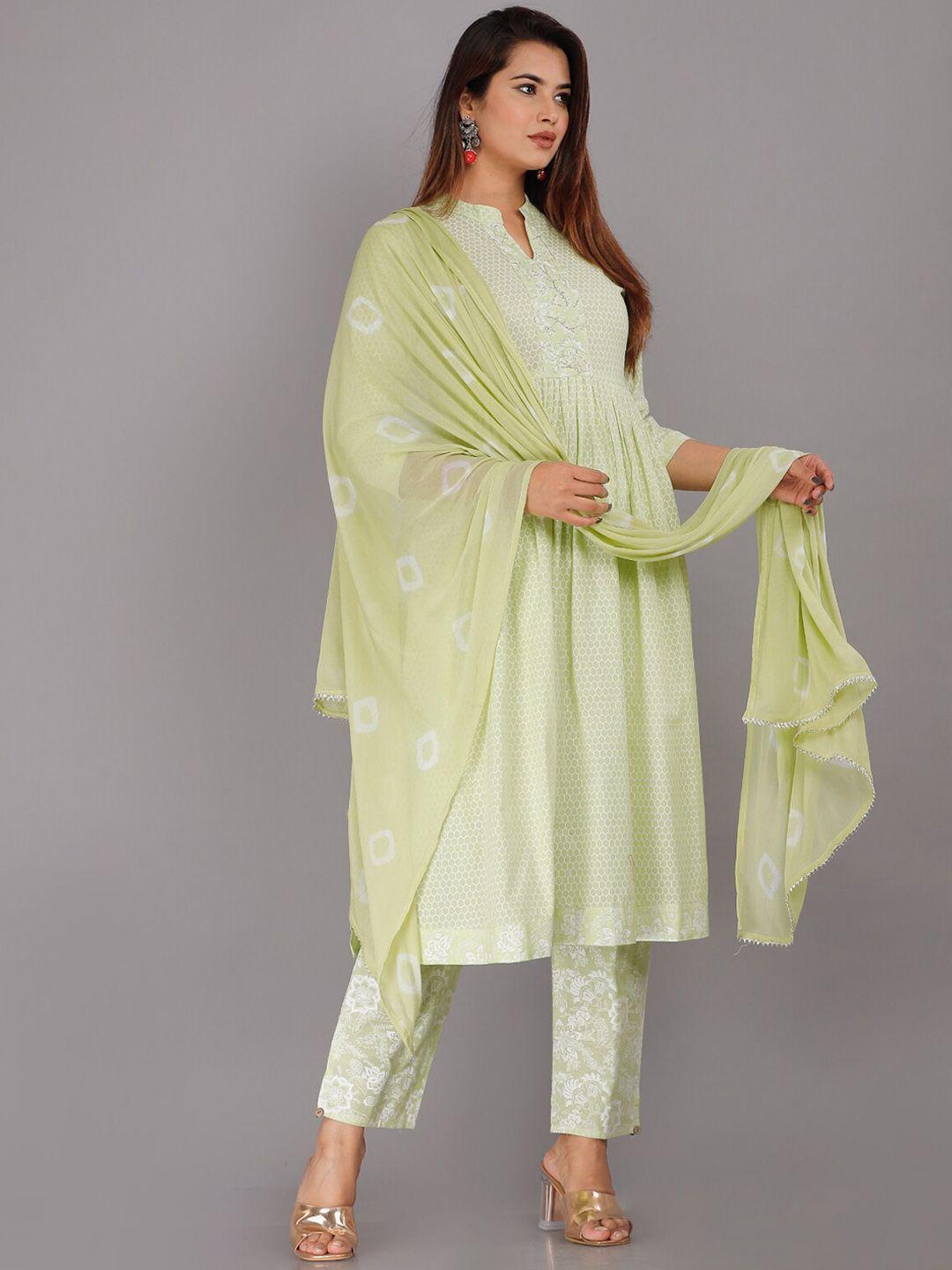 kalini women printed kurta with trousers & with dupatta