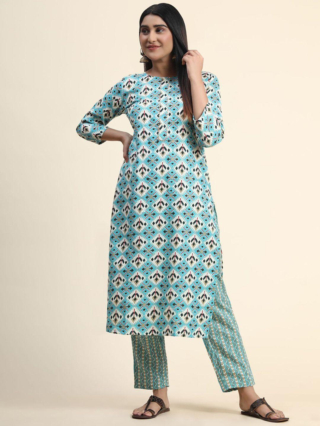 kalini ethnic motifs printed kurti with pyjamas