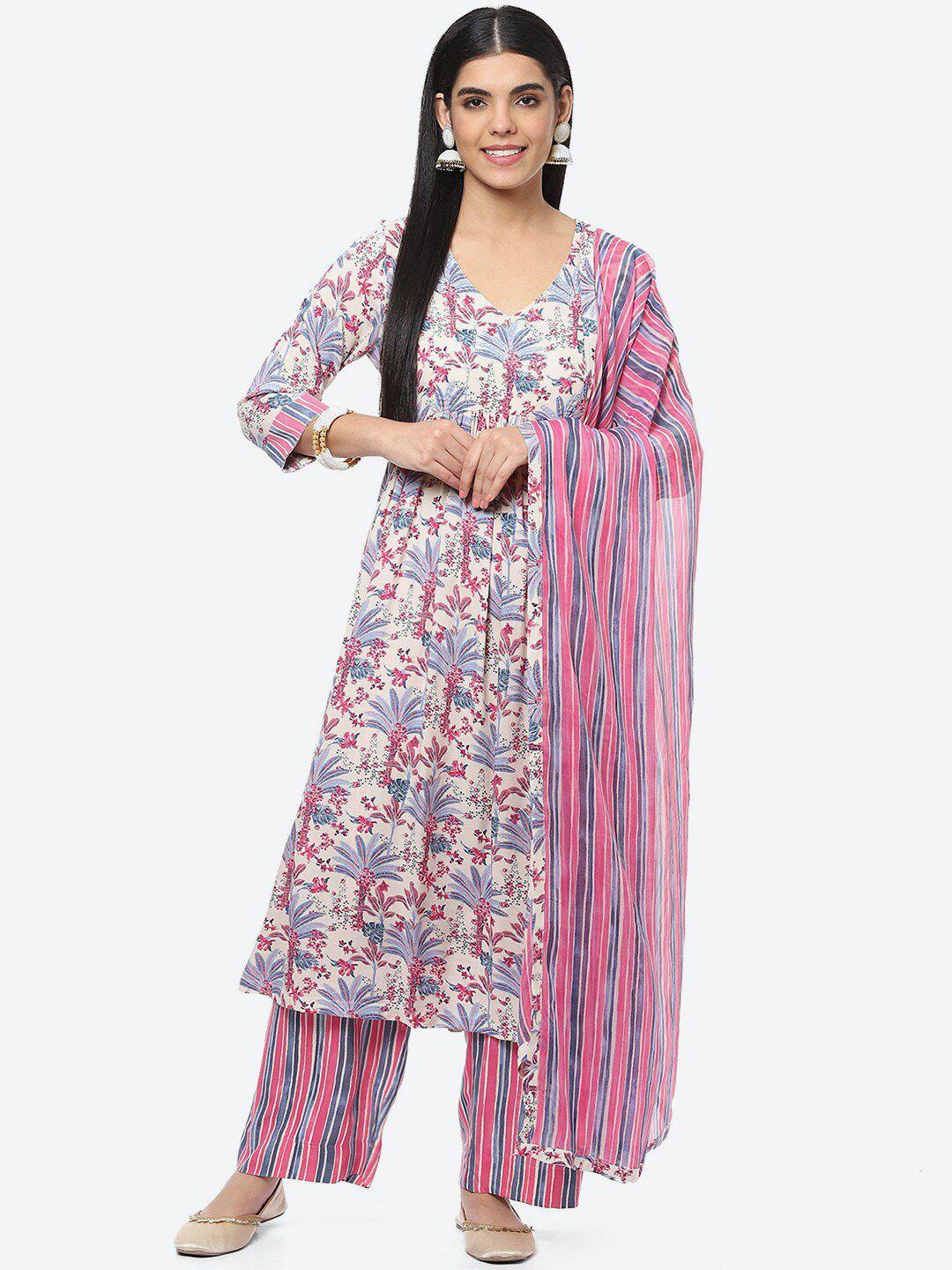 biba ethnic motifs printed kurta with palazzos & with dupatta