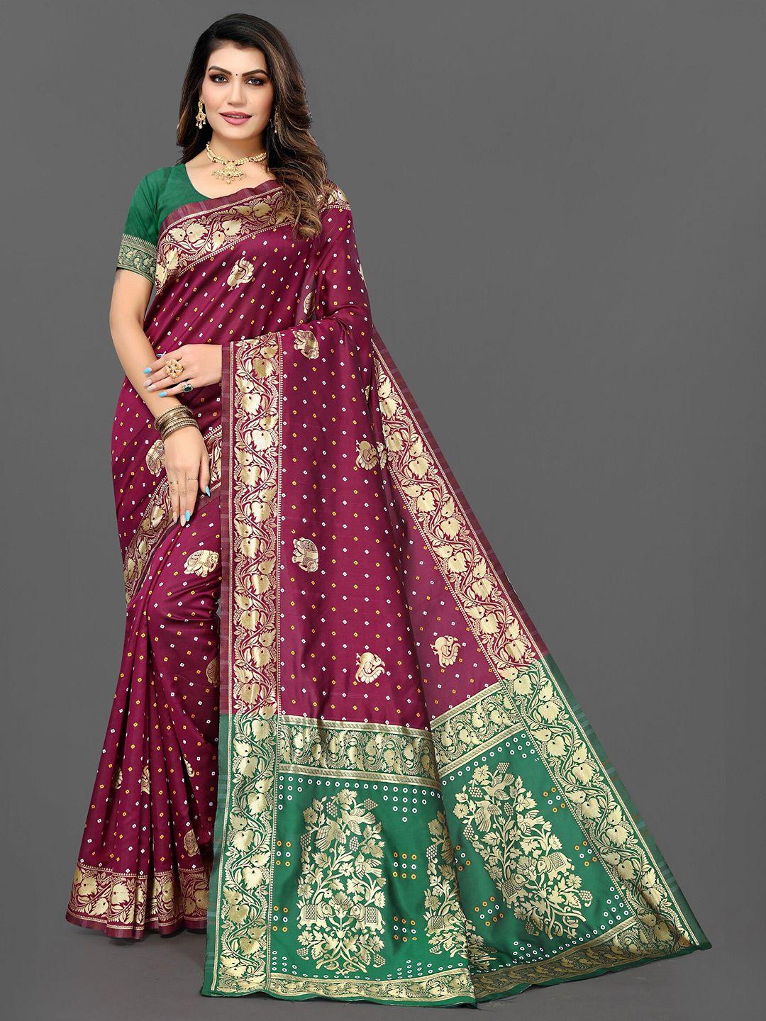 mitera bandhani zari patola saree