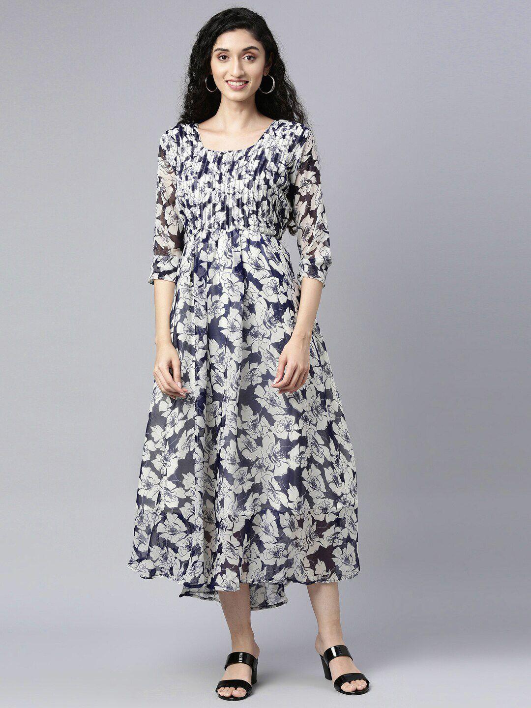 souchii floral printed chiffon empire midi dress