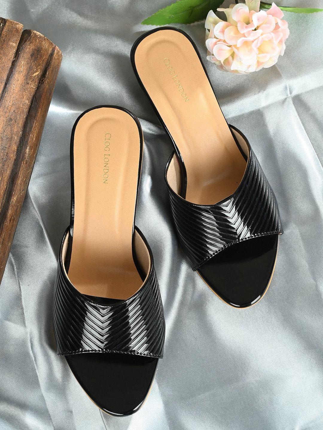 clog london textured block heels