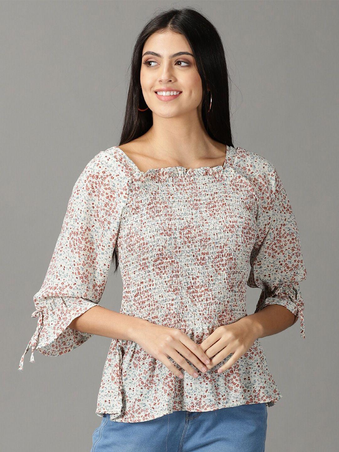 showoff square neck floral print peplum top