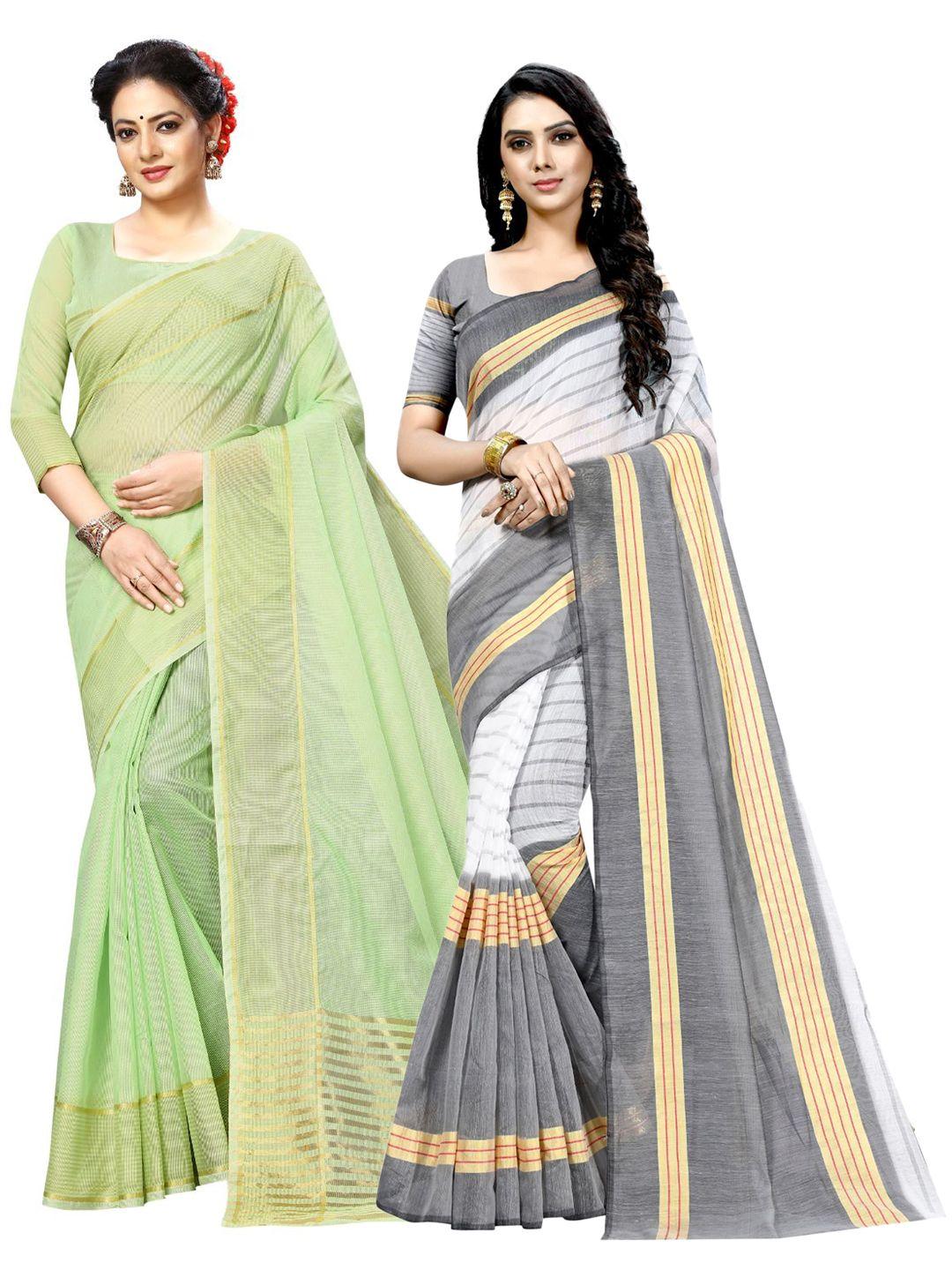 florence green & gold-toned zari ilkal saree