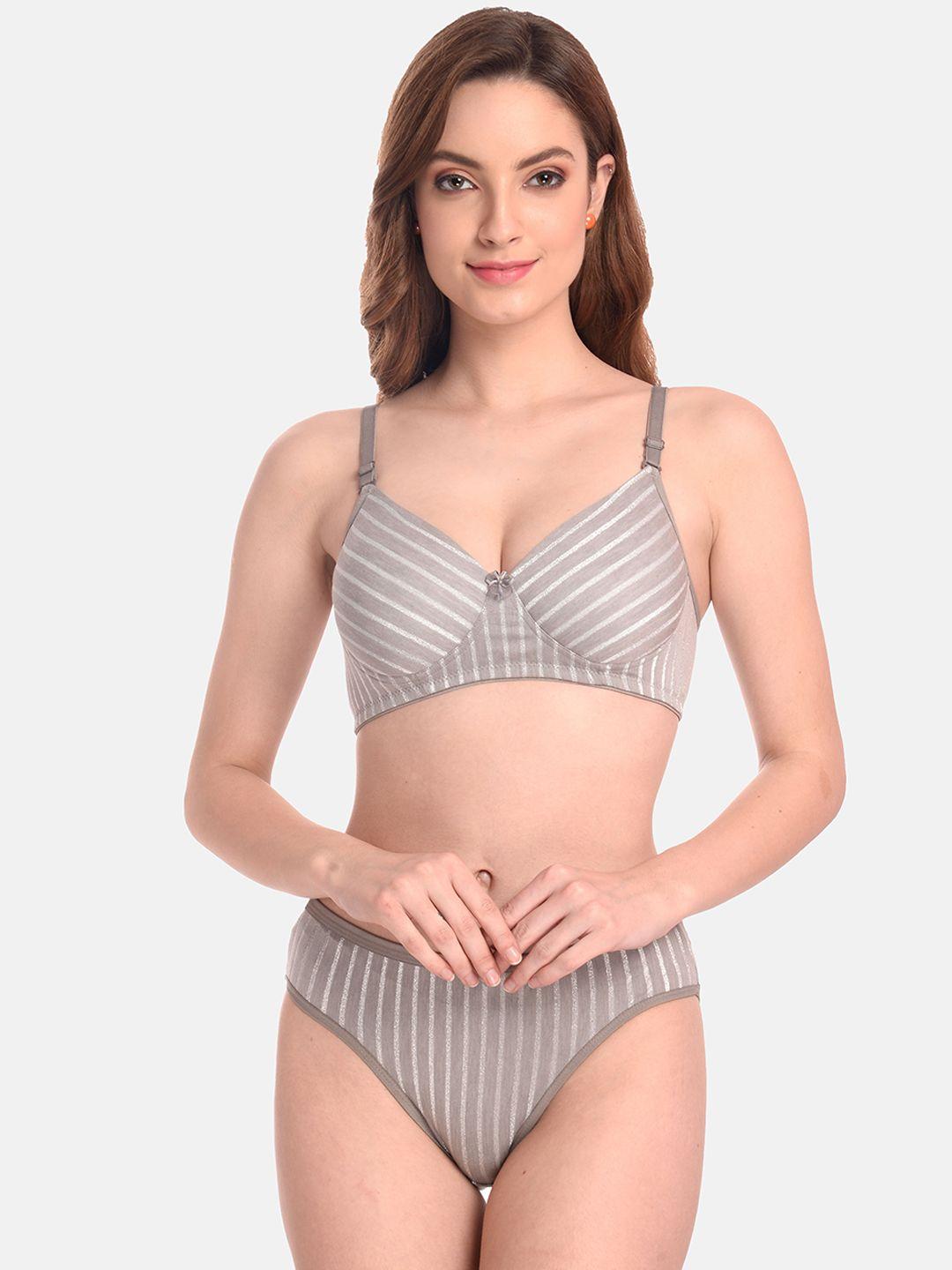 lotusleaf striped lightly padded lingerie set -lbp00021802-30b