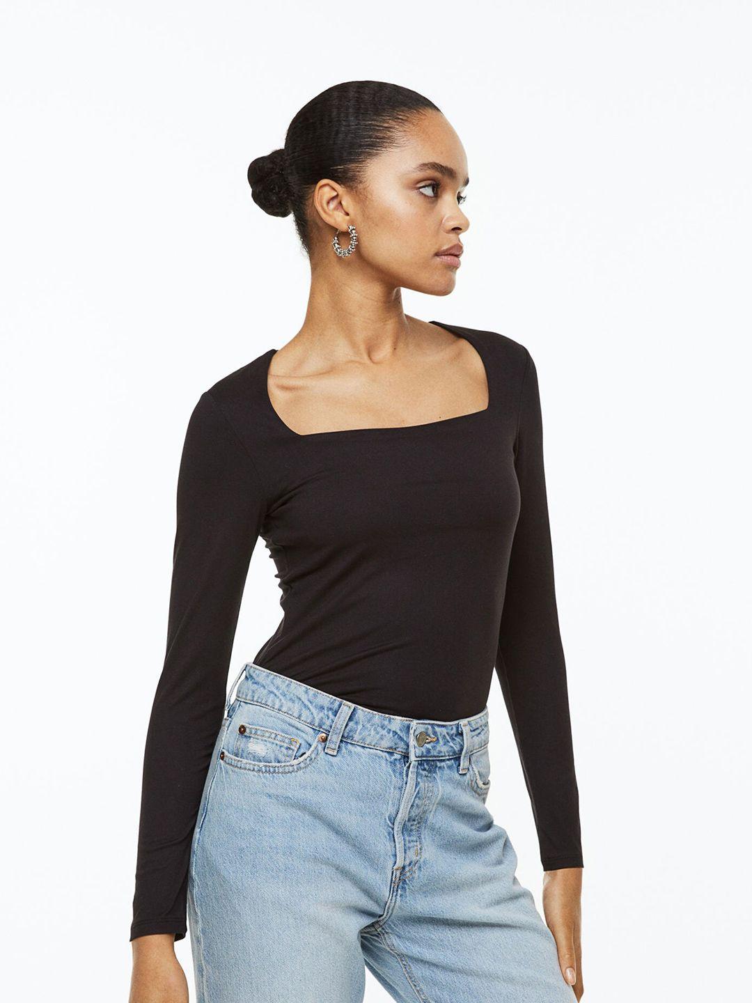 h&m long-sleeved jersey top