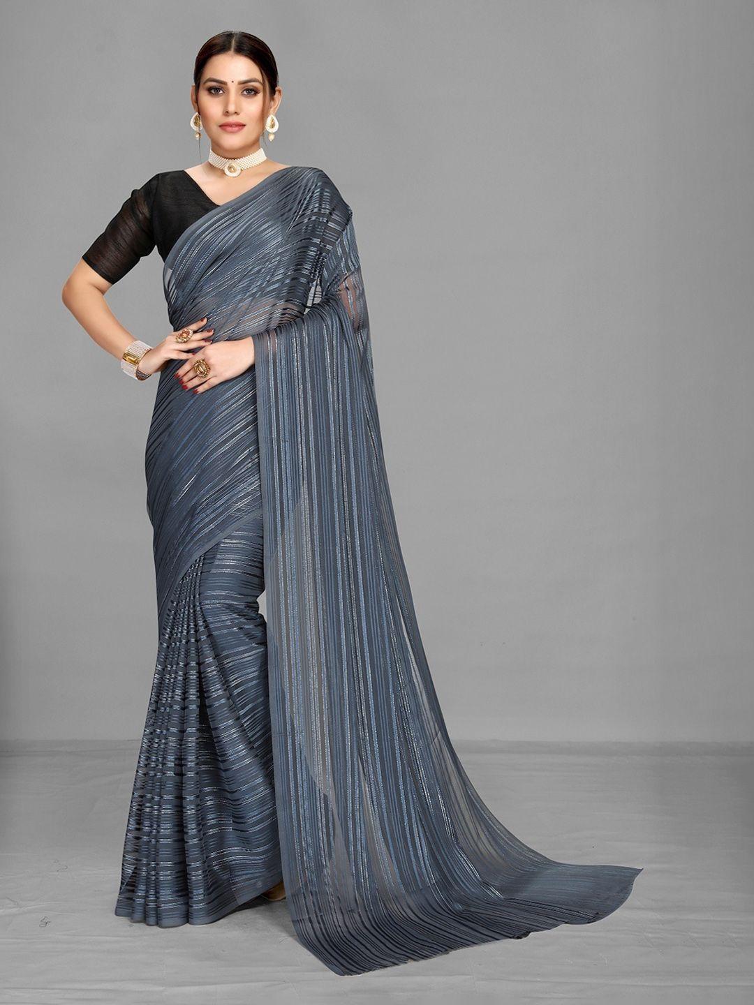 fashionuma striped poly georgette saree