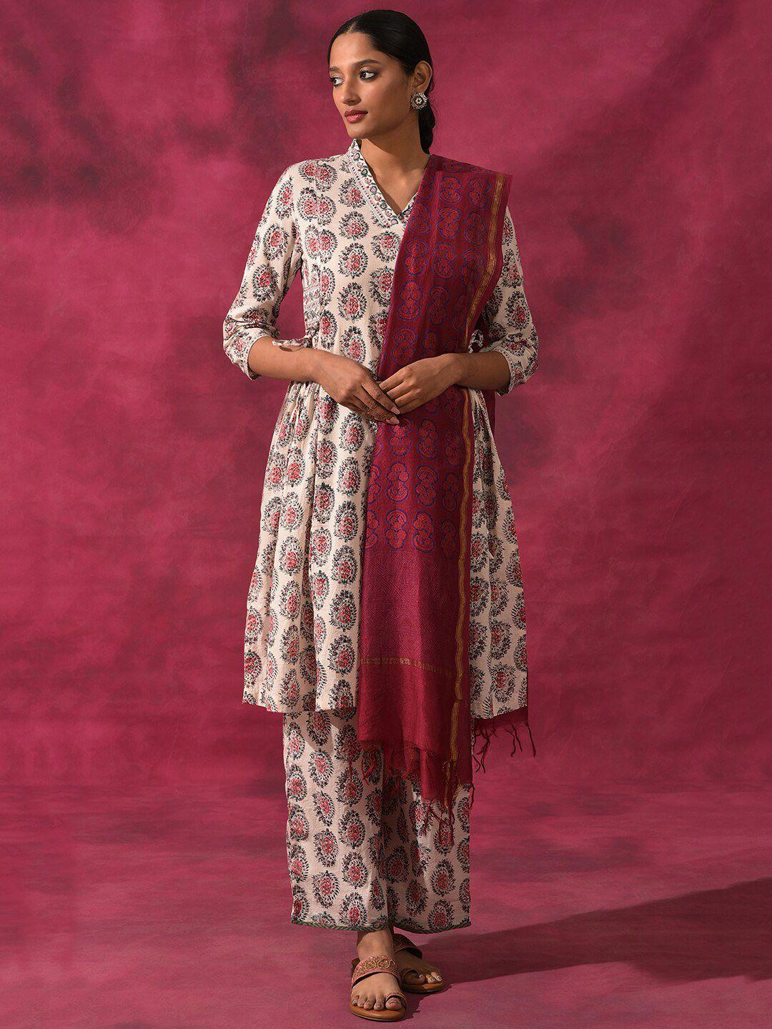 w the folksong collection- ethnic motifs printed dupatta