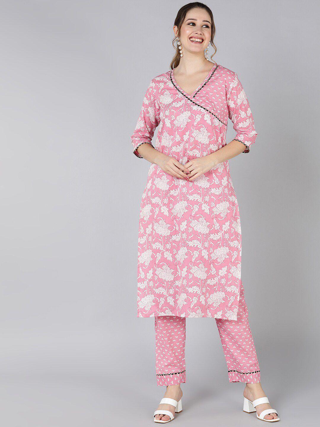 senyora floral printed pure cotton kurta with trousers