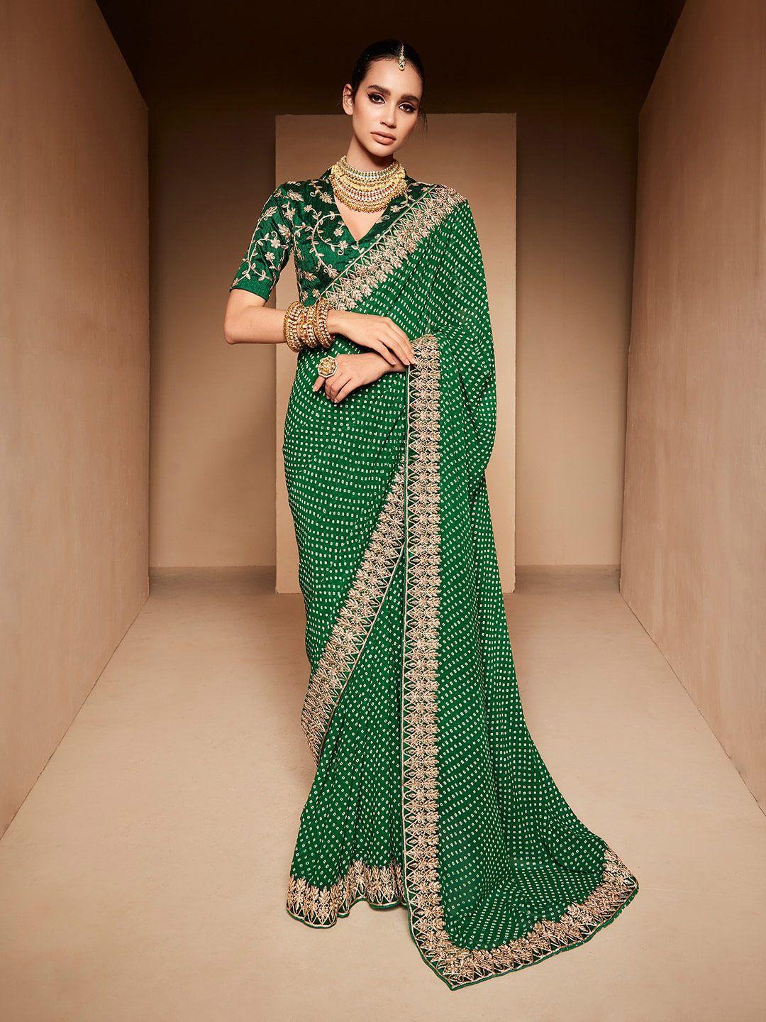 anouk bandhani embroidered bandhani saree