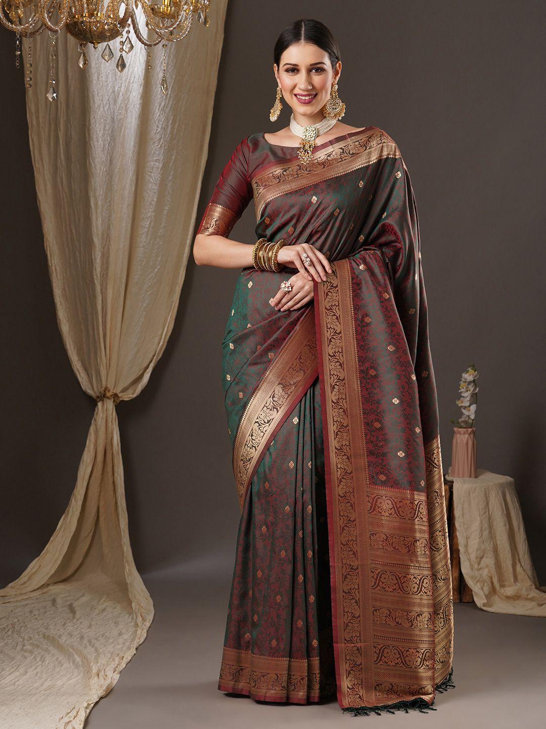 anouk floral zari banarasi saree