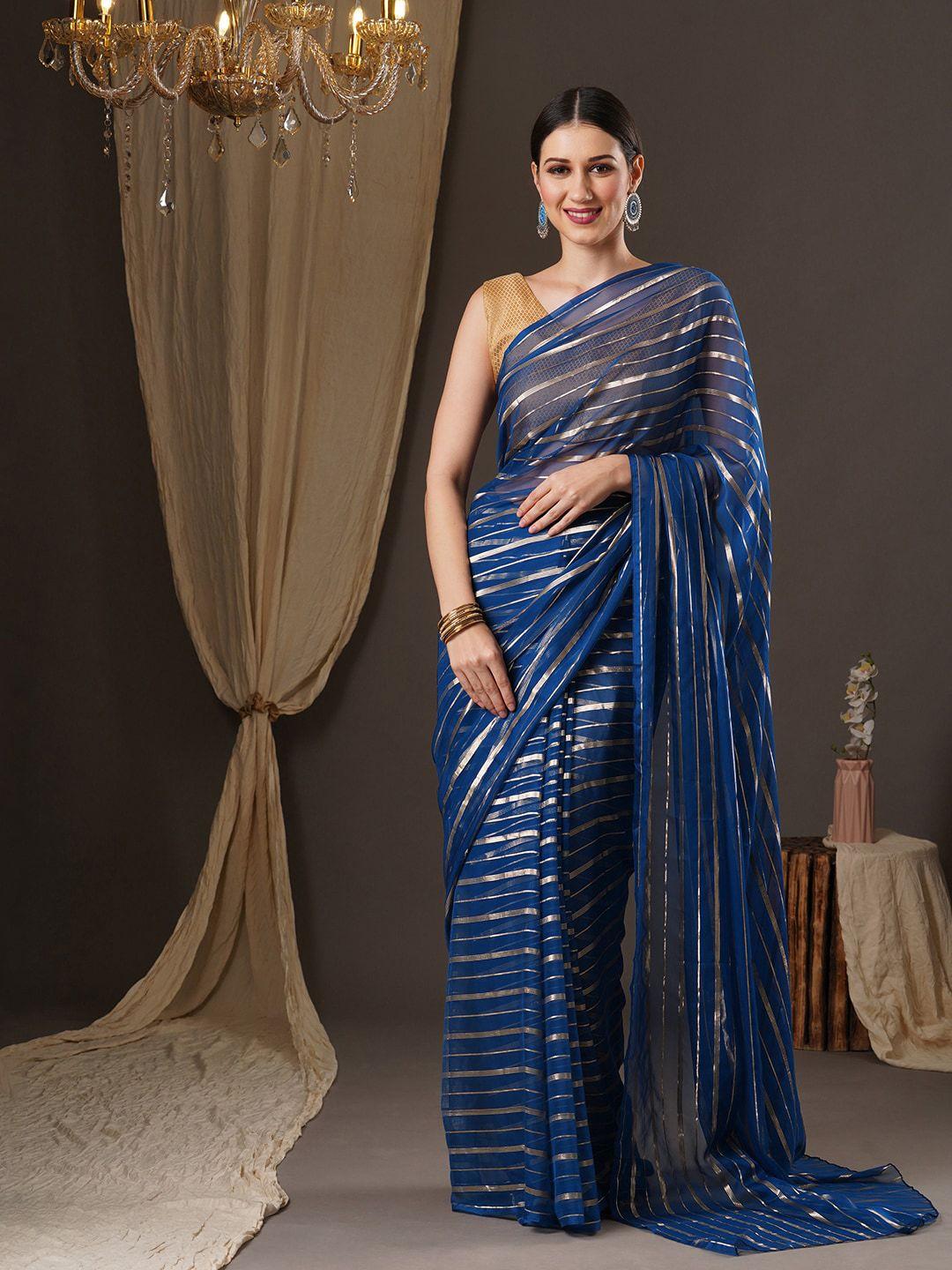 anouk striped zari leheriya saree