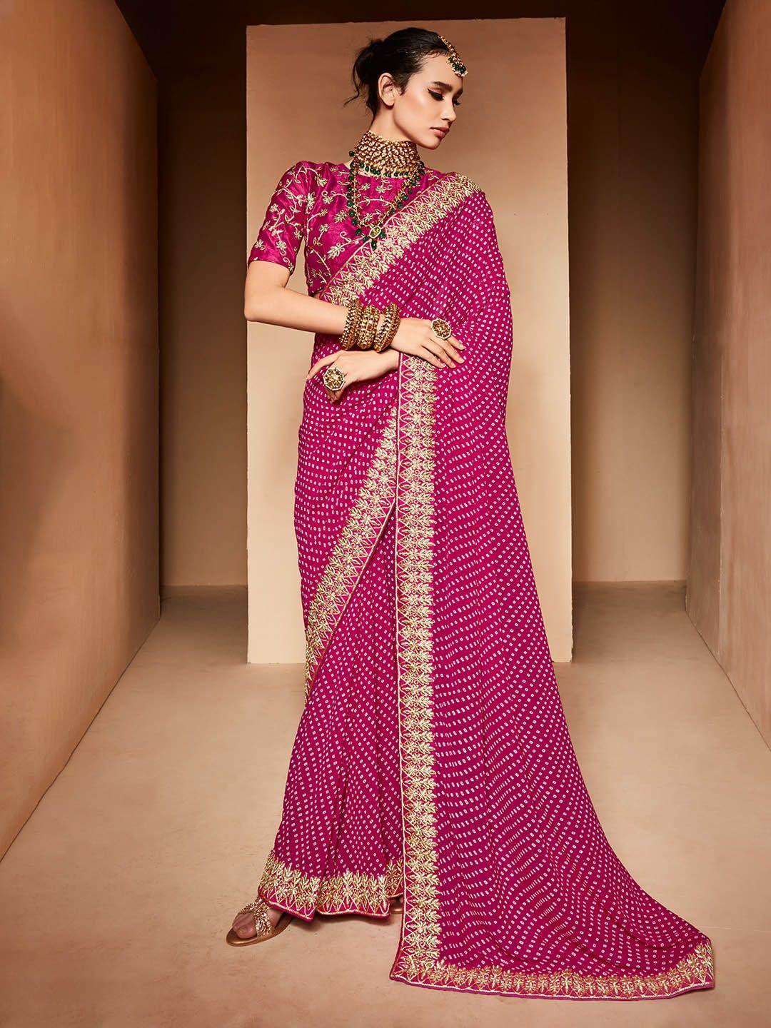 anouk bandhani embroidered bandhani saree