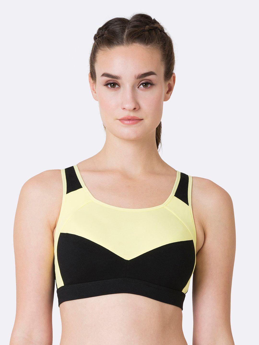 van heusen proactive women colourblocked anti bacterial wireless racerback sports bra