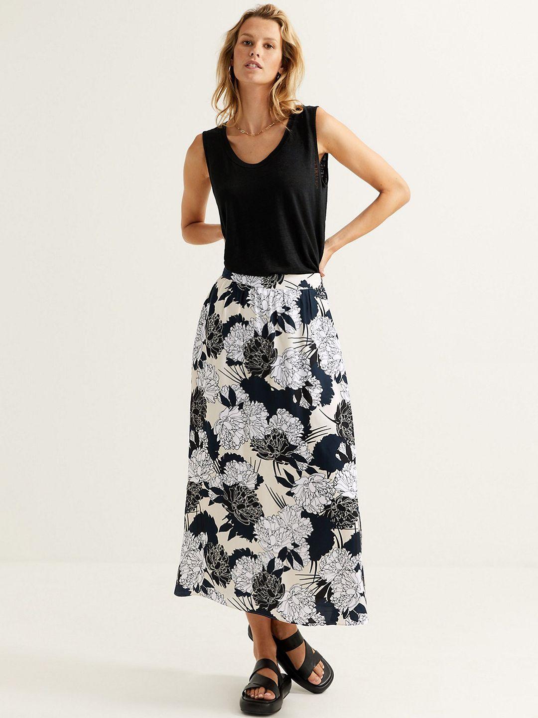 marks & spencer floral printed a-line slip on midi skirt