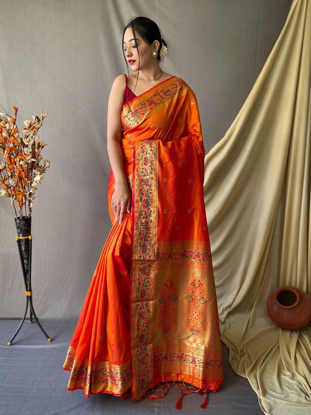 karagiri woven design zari paithani saree