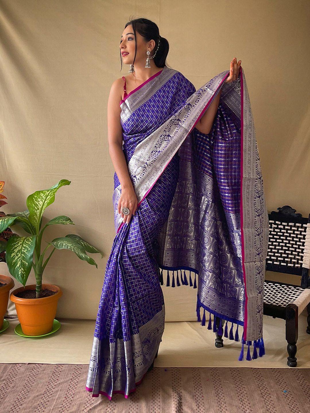 karagiri woven design zari silk blend kanjeevaram saree