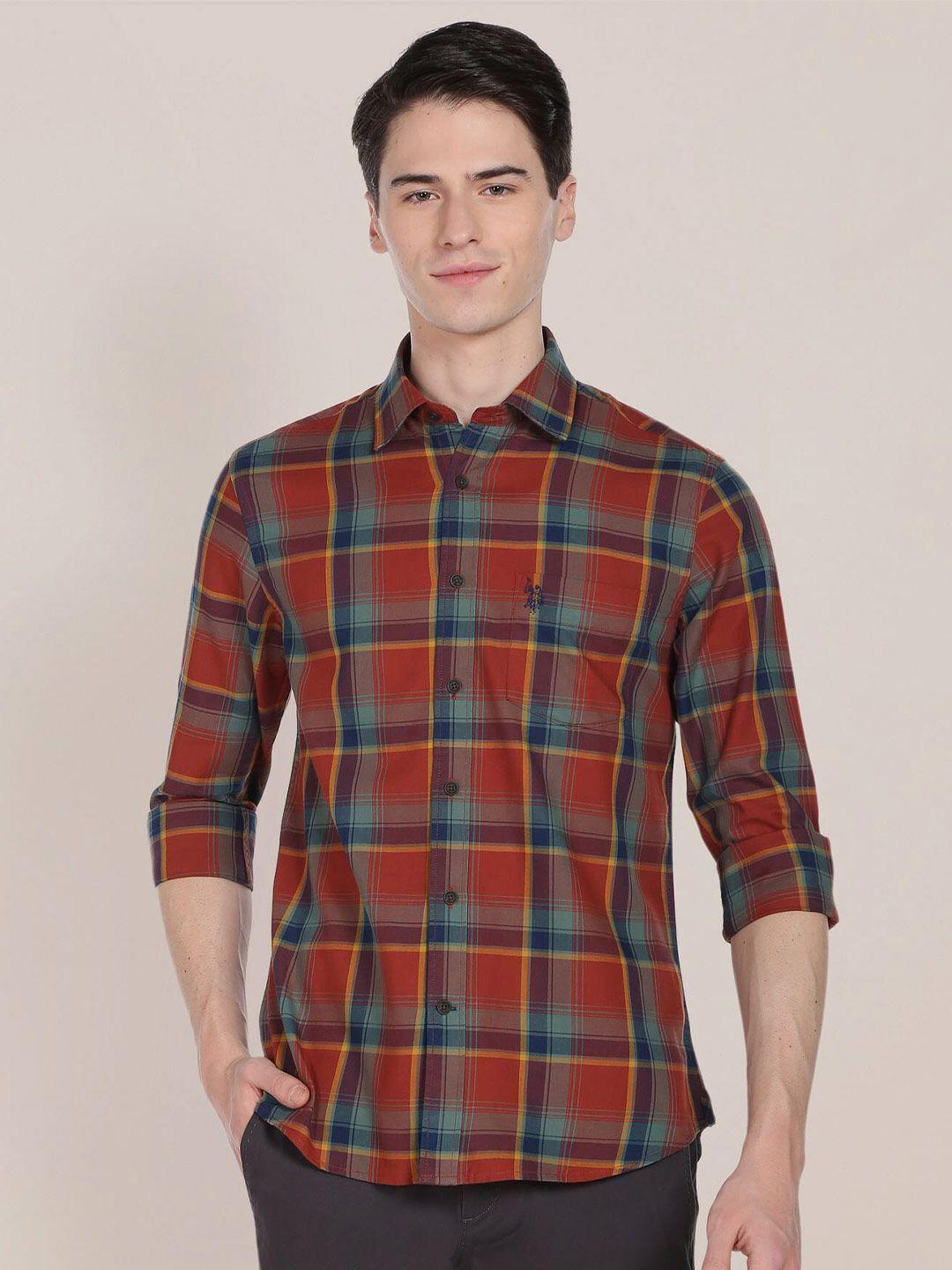 u.s. polo assn. men tartan checked casual pure cotton shirt