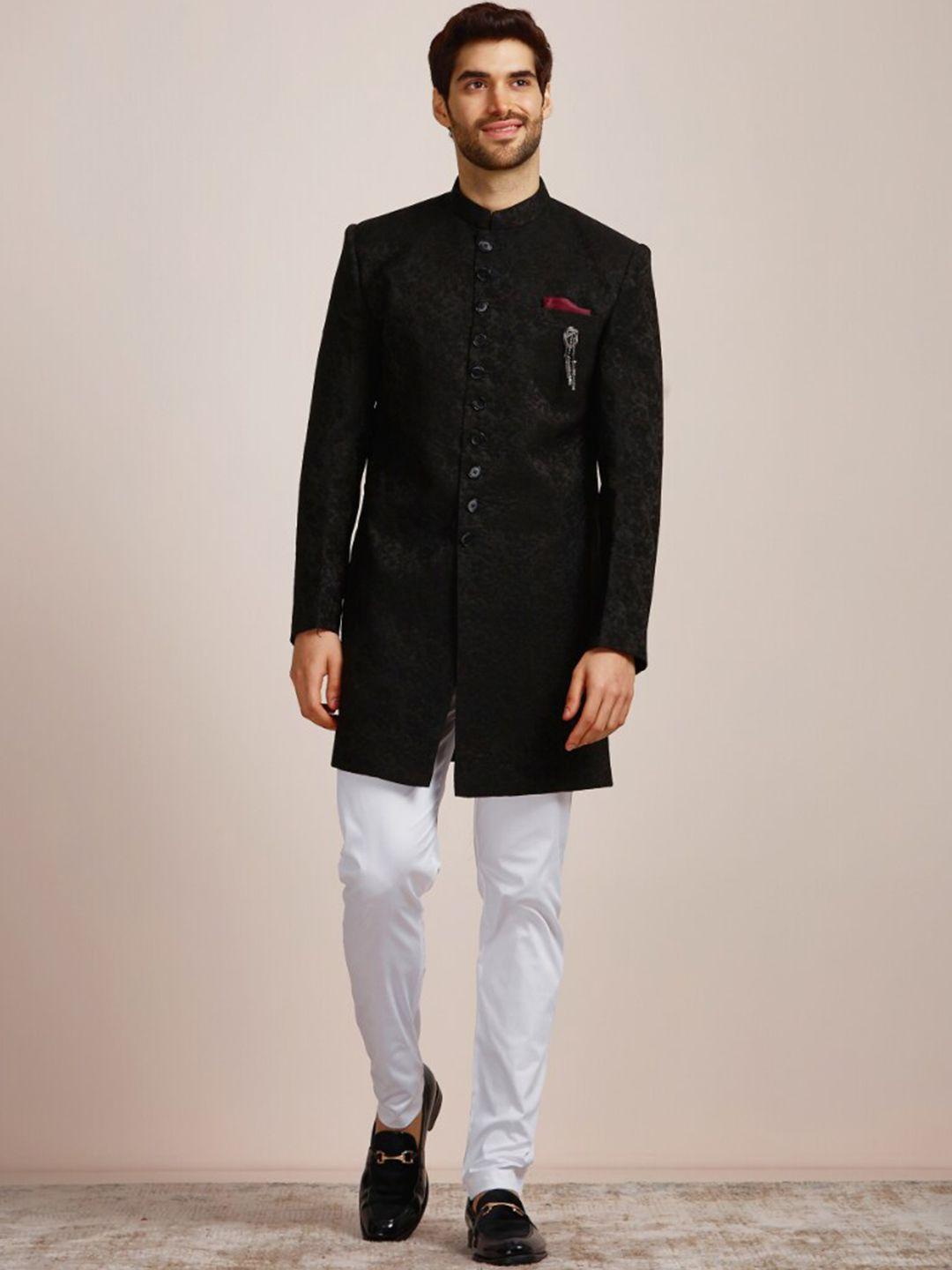 manyavar men floral embroidered sherwani set