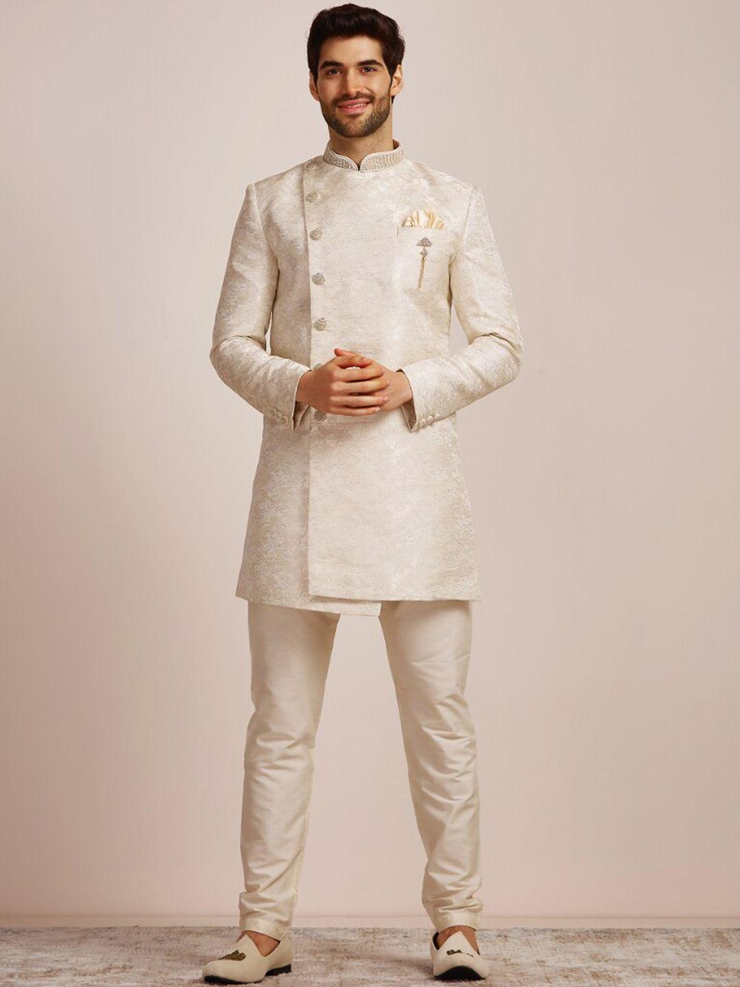 manyavar men self-design brocade sherwani set