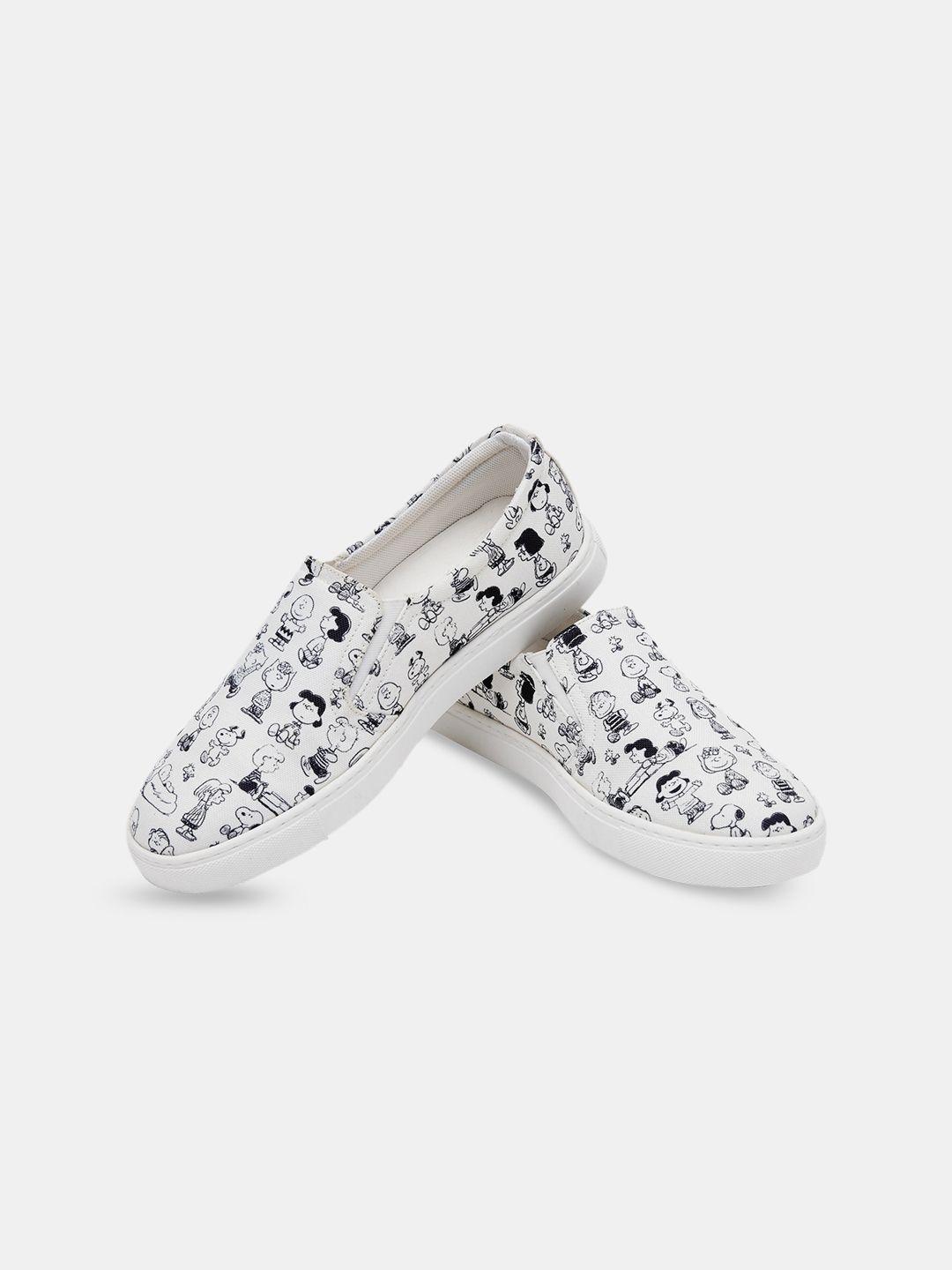 the souled store women peanuts printed slip-on sneakers