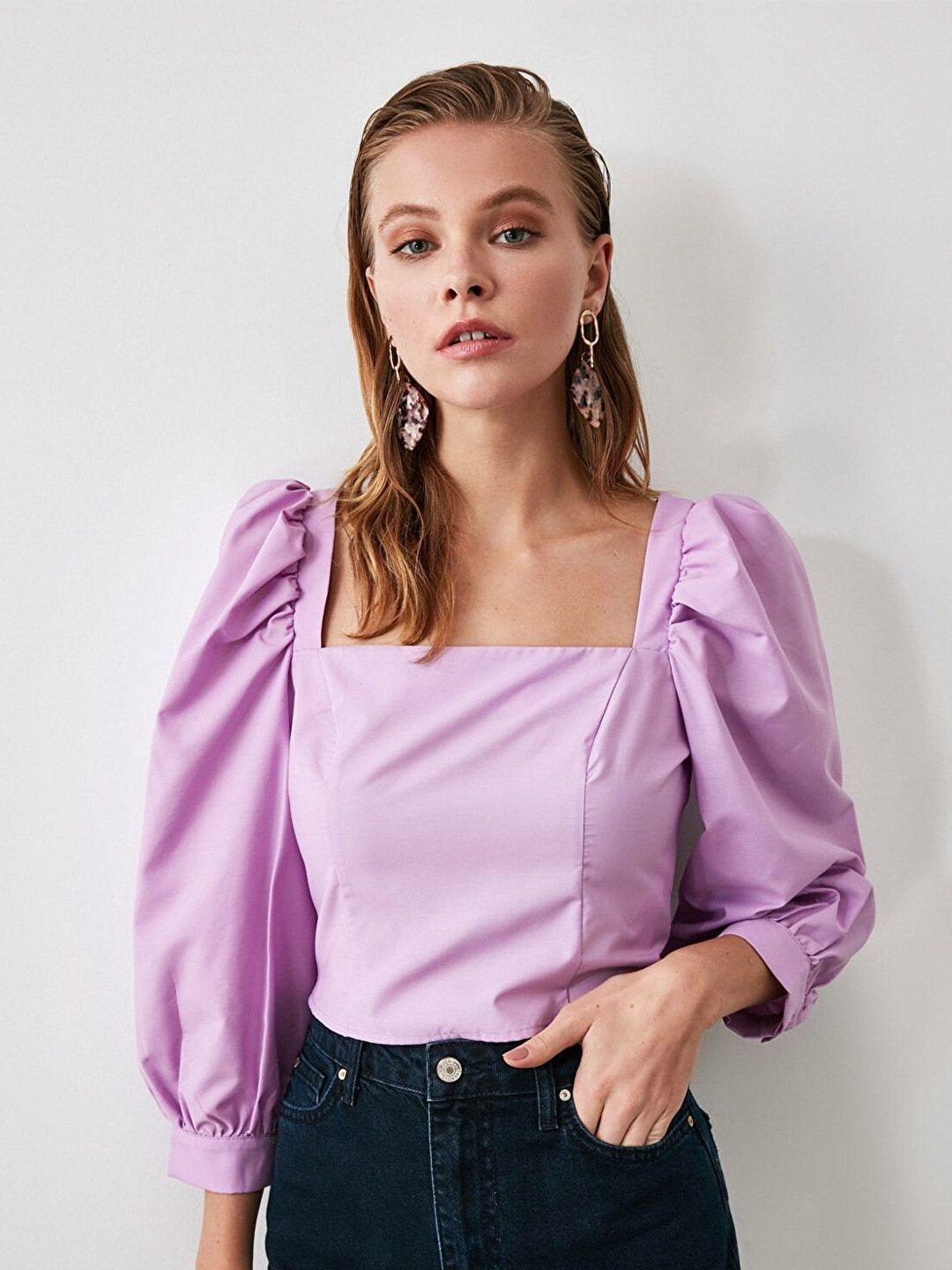 trendyol square neck puff sleeves top