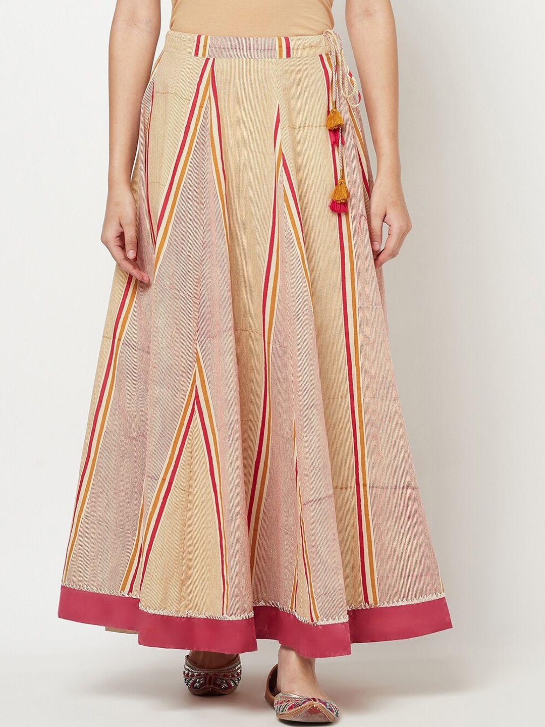 fabindia printed flared cotton maxi skirt