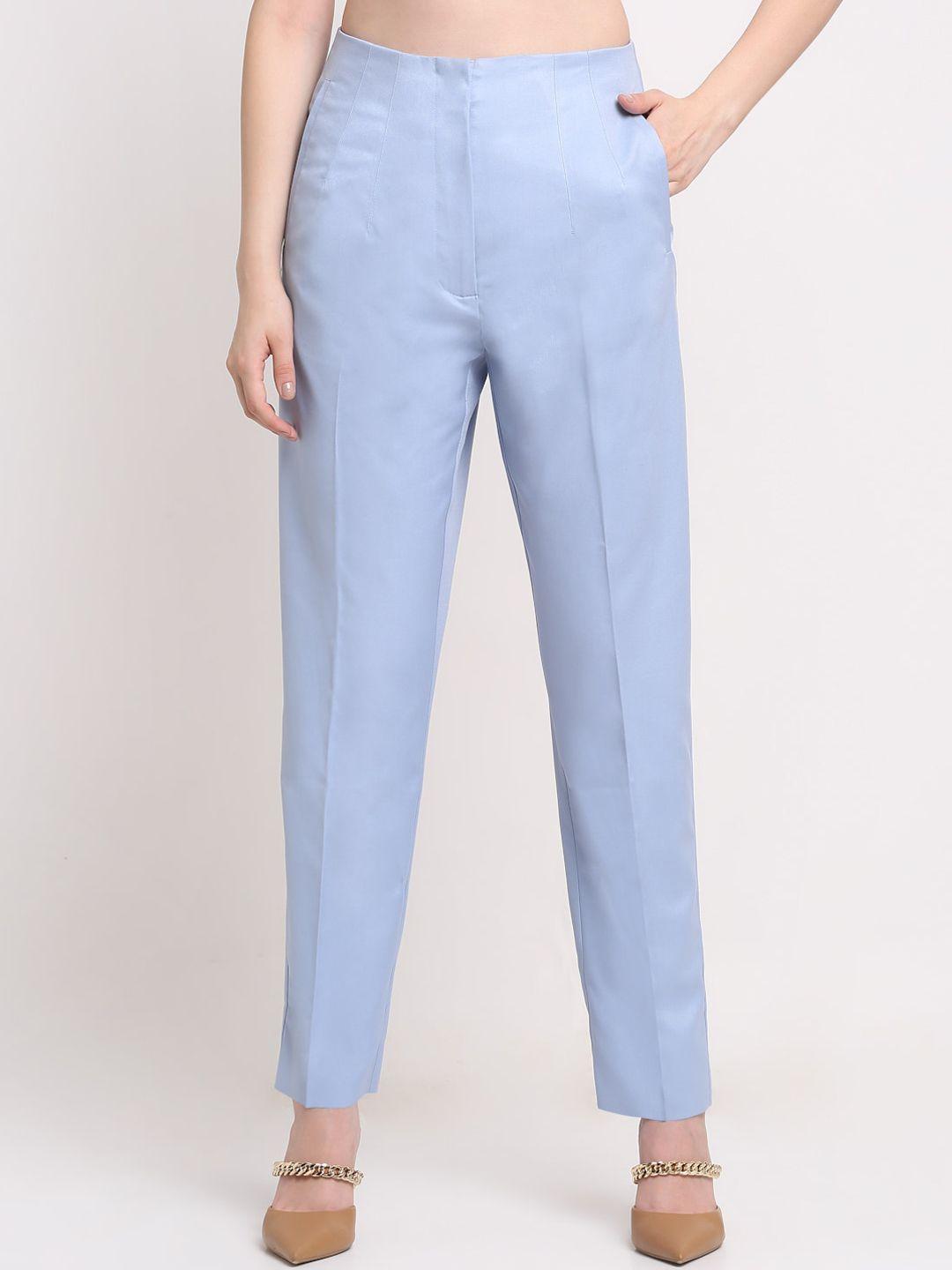 ennoble women smart slim fit high-rise cigarette trousers